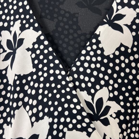 Anthropologie Porridge Black White Floral Amity Wrap Dress Size Small - Picture 8 of 10